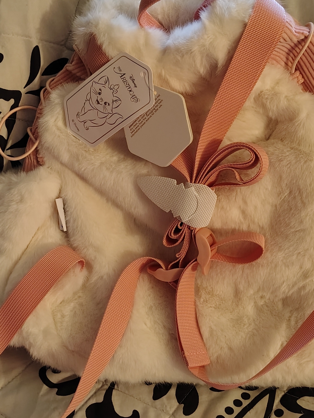 Plush Faux Fur Backpack with Peach Straps